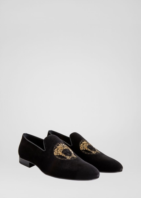 Mocasini Versace Versace Medusa Head Velvet Barbati | QLSTHRU-32